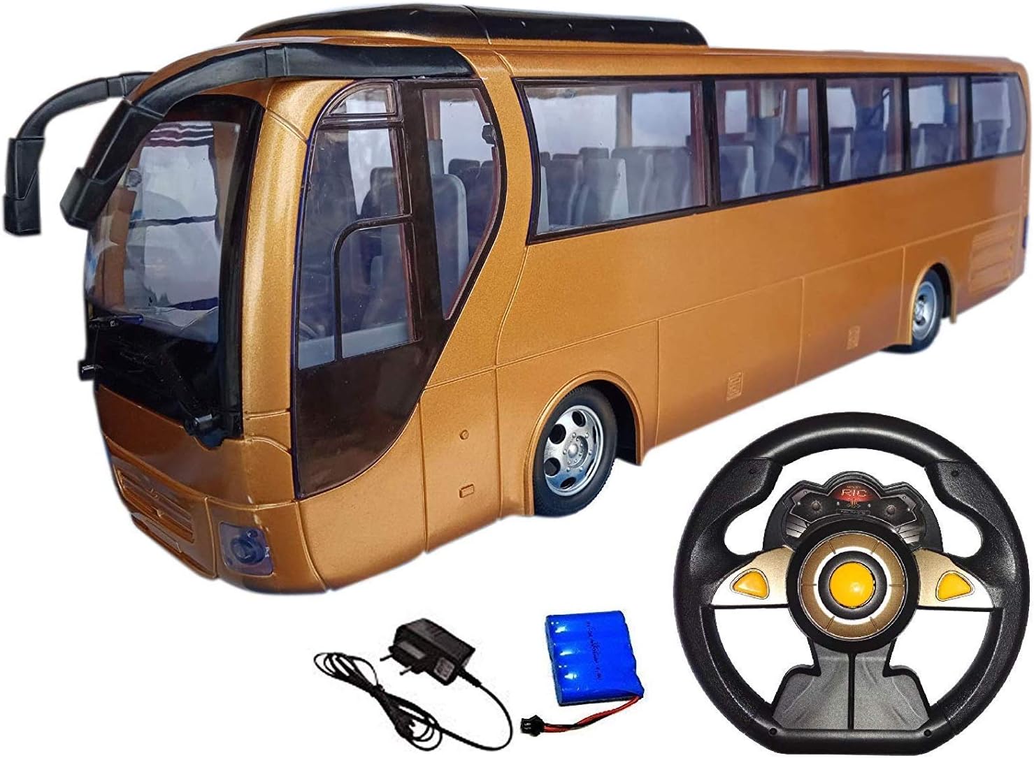 Magicwand® R/C ABS Plastic Rechargeable Deluxe Bus with Gravity Controlled Steering and Working Head-Lights【Pack of 1】【Colors as Per Stock】
