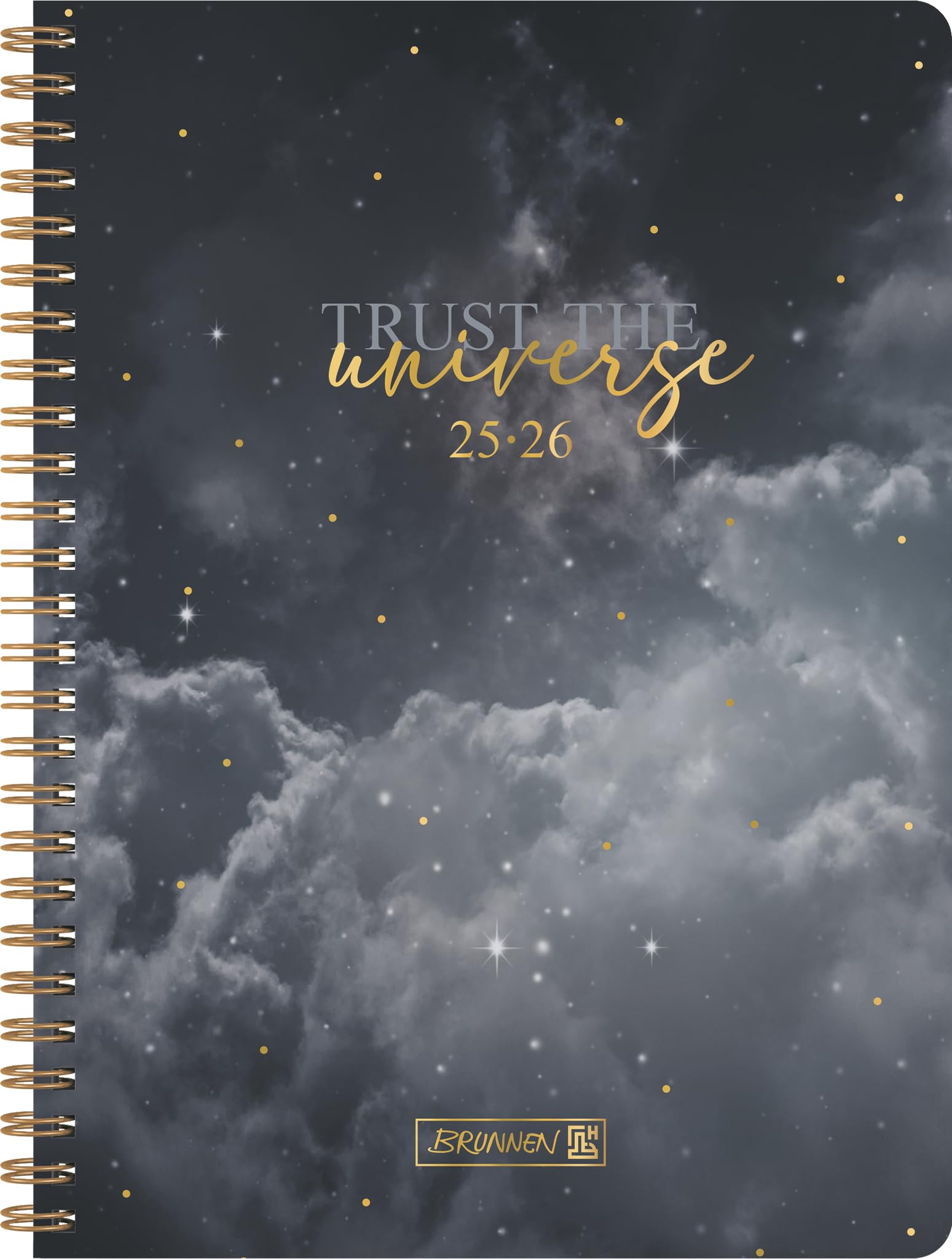 BRUNNEN Schülerkalender Style (2025/2026) "Clouds", 2 Seiten = 1 Woche, A5, 160 Seiten, PP-Umschlag, grau