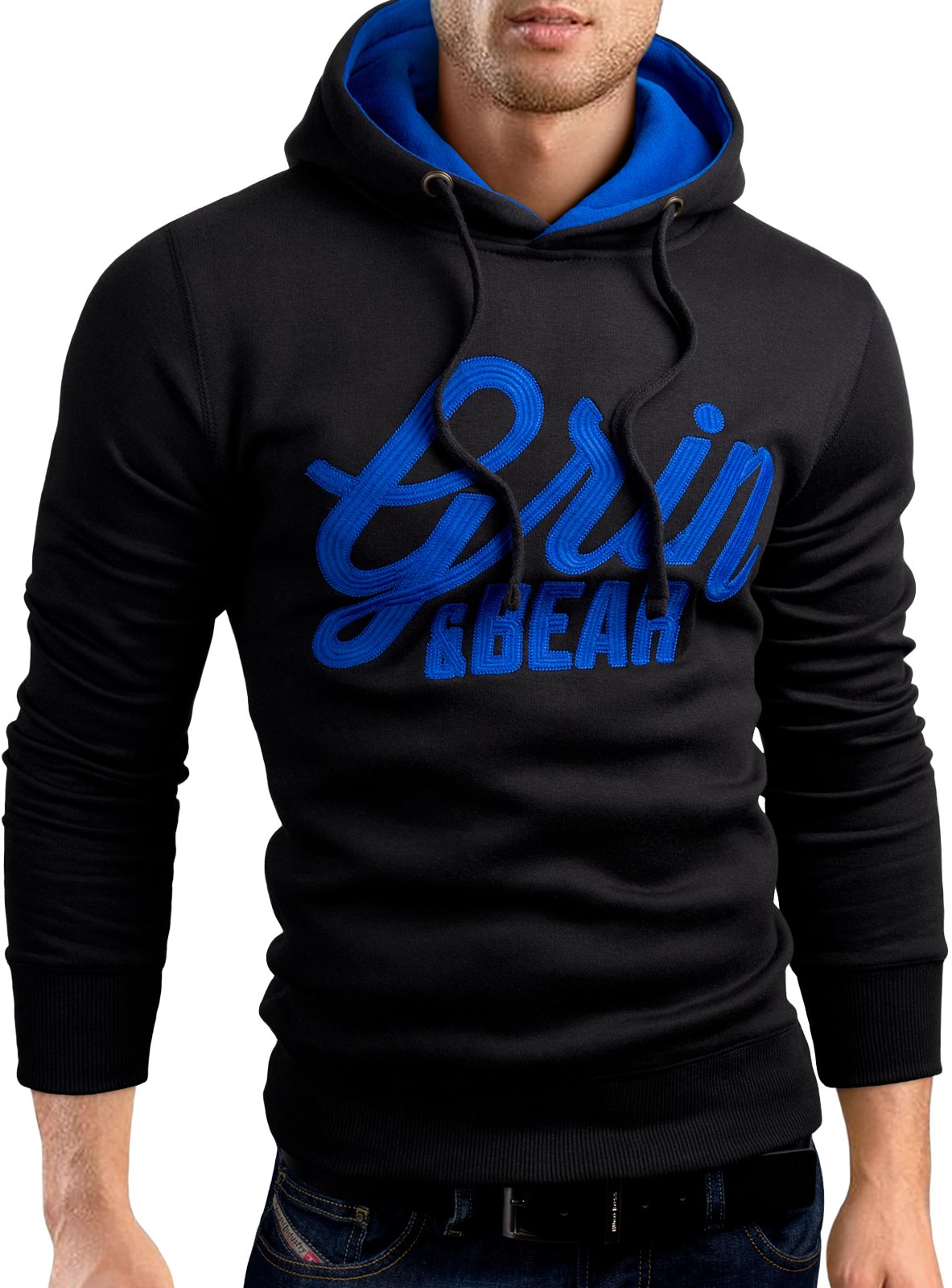 Grin&Bear GEC469 Sudadera con capucha para hombre, entalle ajustado