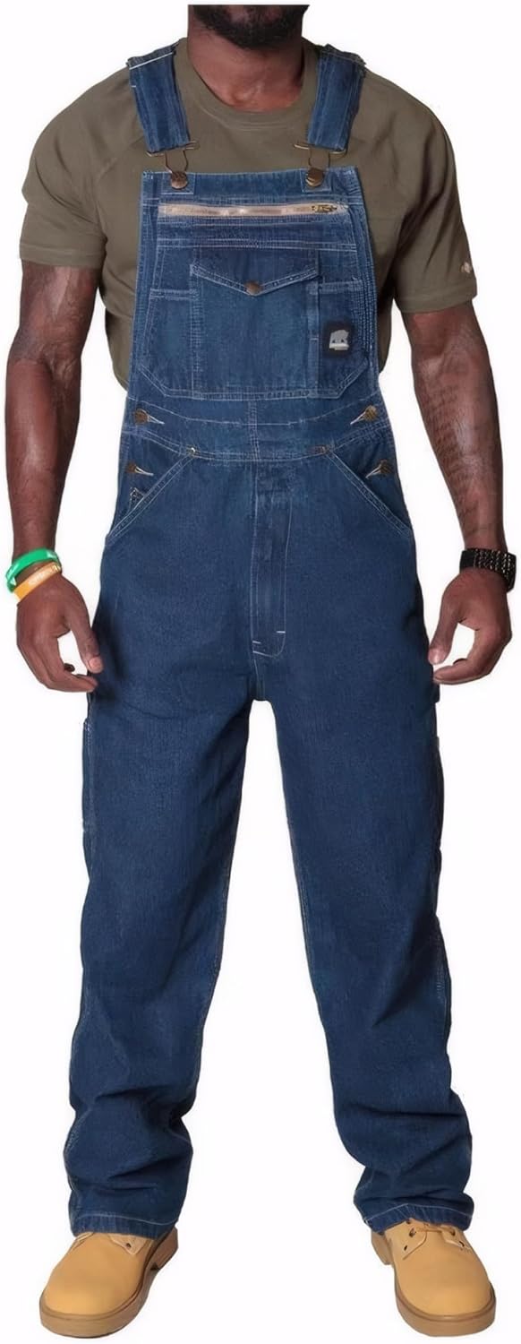 WSLCN Denim Bib Overalls for Men Regular Fit Fashion Suspender Jeans Denim Jumpsuit Plus Size