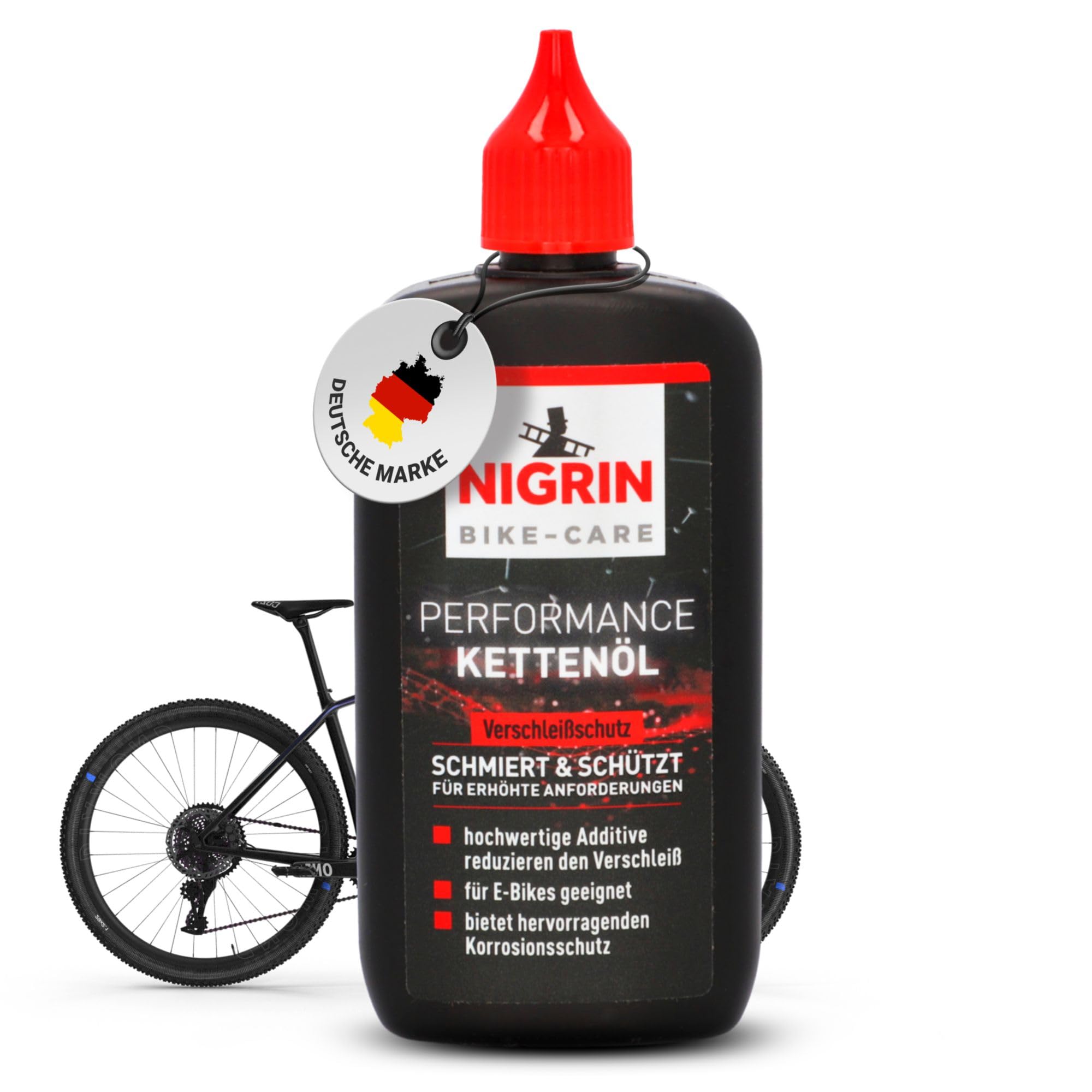 NIGRIN BIKE-CARE E-Bike-Kettenöl, 100 ml Flasche, Fahrradkettenöl, verringert Reibung, macht Fahrradketten leichtläufig