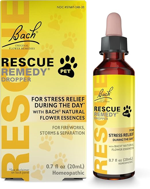 Bach RESCUE Remedy PET Dropper 20mL, Natural Stress Relief, Calming for Dogs, Cats, & Other Pets, Homeopathic Flower Essence, Thunder, Fireworks & Travel, Separation, Sedative-Free