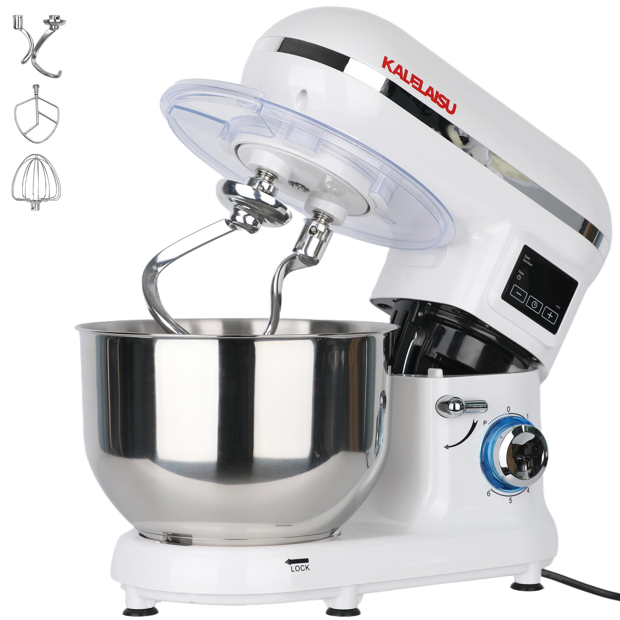 Amazon | スタンドミキサー 5.5L大容量ボウル ダブル攪拌フック同時