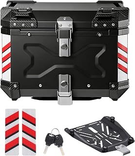 valija superior para motocicleta de 56L, cerradura impermeable de aluminio para caja superior de motocicleta | Soporte de liberación rápida, ajuste universal, desplazamientos y viajes cortos, uso en viajes, uso diario, asa portátil, soporte antirrobo