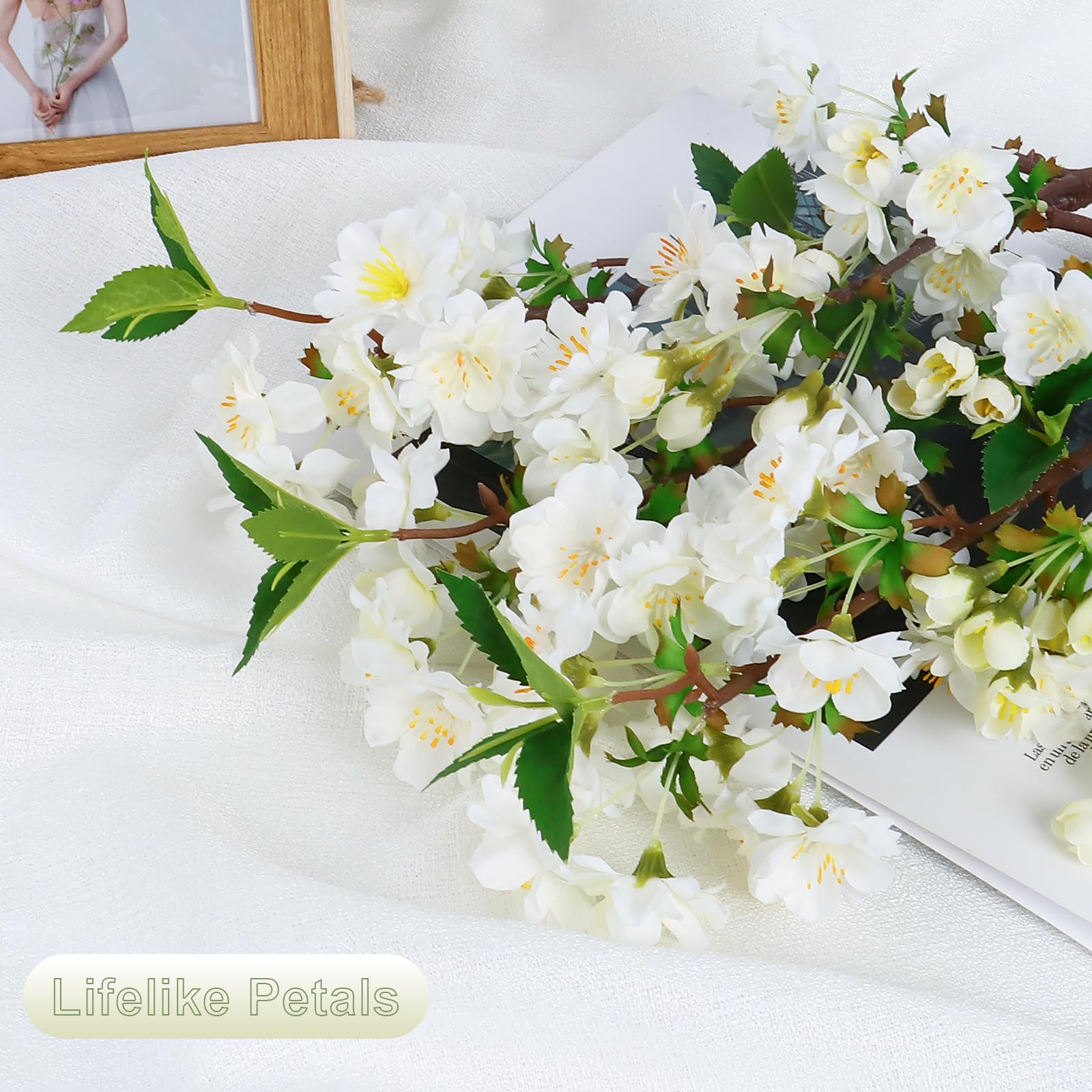 Amazon.de: VaryFloral 4 Stck Kirschblten Deko 49cm Knstliche  Kirschbltenzweige Wei Knstliche Zweige mit Knstliche Kirschblten  Kunstblumen Frhlingsdeko Frhlingszweige Knstlich Haus Deko Wohnzimmer