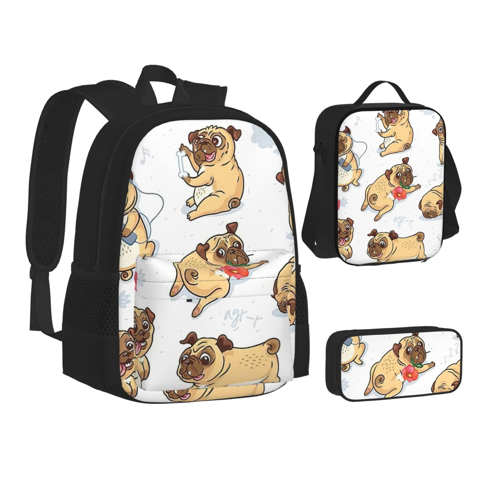 Zaino, borsa portapranzo, astuccio, set da 3 pezzi, per lavoro e