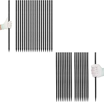 Homwin 24 inches and 16 inches Straight Rebar Stakes Heavy Duty Bundle