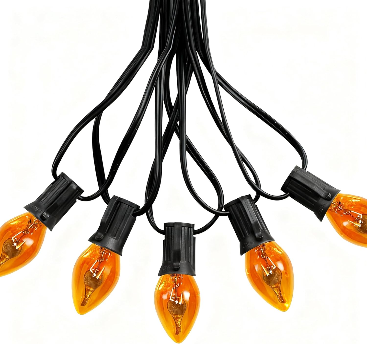 Oviejo Halloween Flicker Flame String Lights Outdoor, 10Ft Halloween Decorations ST40 Lights with 10 Flicker Flame Bulbs for Patio, Party Decoration, Black Wire