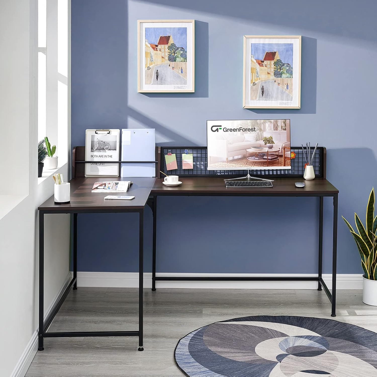 L Shaped Desk 65" x 43", Large L Desk with Storage, Corner Computer Desk for Writing, Home Office Study Gaming Modern Desk with Hutch, Espresso