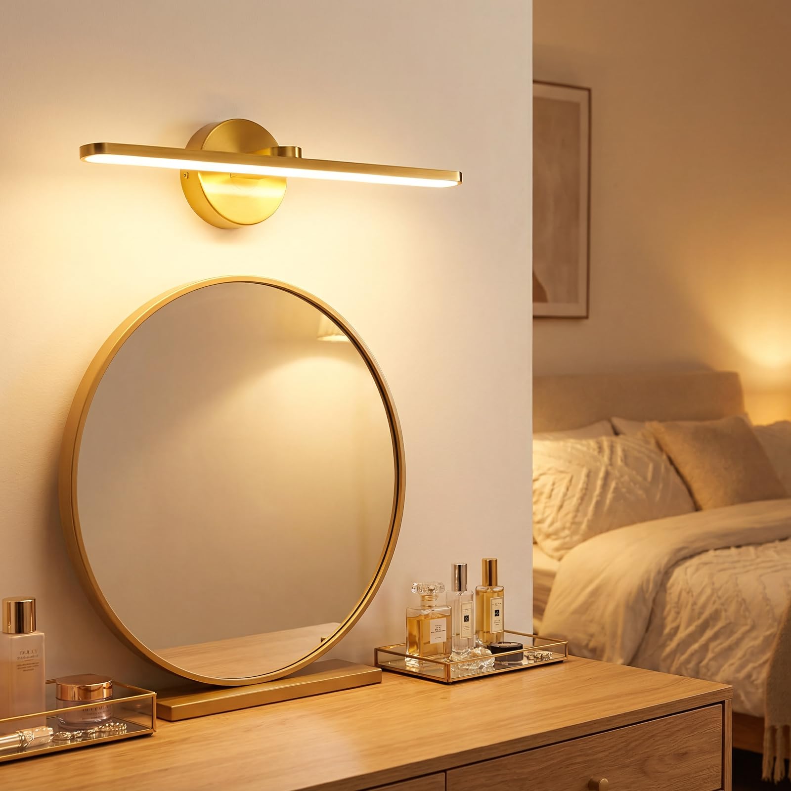 Lampara LED de Espejo Baño, Blanco Cálido 3000K 12W Aplique Luz Espejo Baño Moderno, IP44 Espelho Resistente al Agua para baño 960LM, 40CM