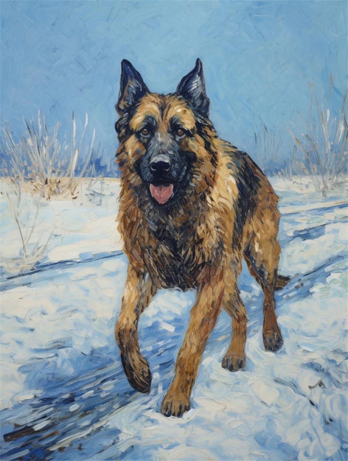 Rqwybcaxn DIY Latch Hook Rug Kit German Shepherd 55x75cm