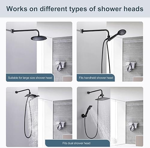 Vista 80 de BRIGHT SHOWERS Brazo de extensión de cabezal de ducha de 13 pulgadas con brida en forma de S, extensor de altura alta, brazo largo de acero Cromo