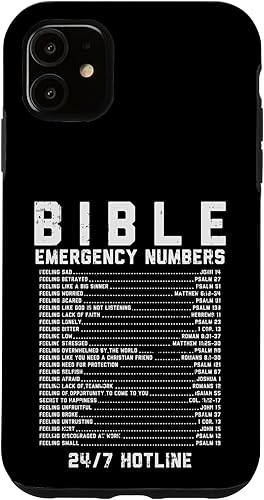 iPhone 11 Biblia Números de Emergencia Verso Dios Jesús Fe Cristiano Estuche de Regalo