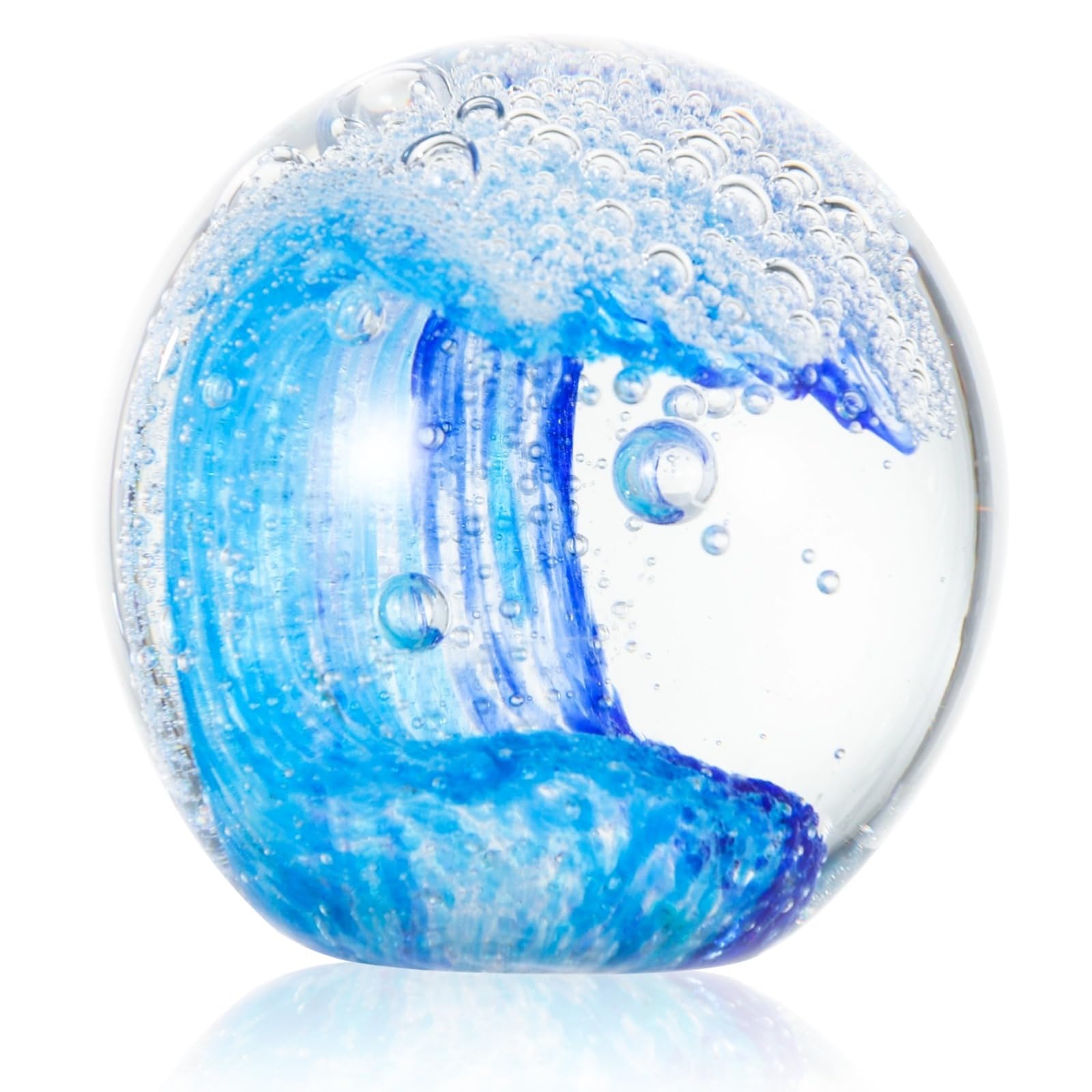 Generisch Sfera decorativa in vetro soffiato a bocca, in stile mare e spiaggia, ideale per casa, ufficio e auto, regalo per gli amanti dell'oceano