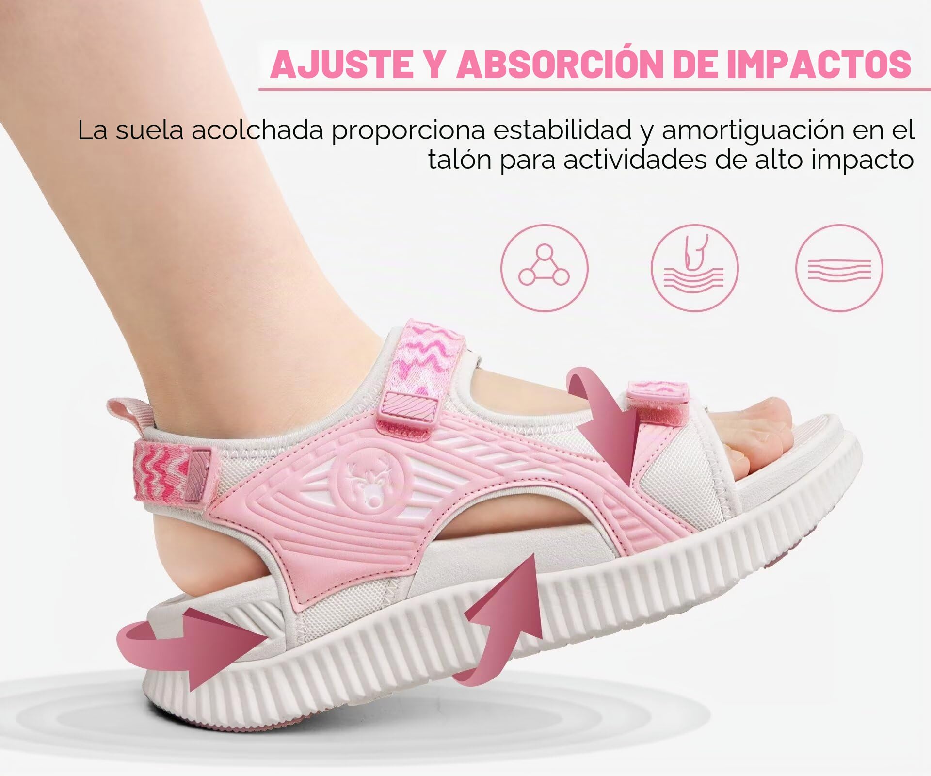 KuaiLu Sandalias Trekking Deportivas Mujer Ortopedicas Senderismo Sandalias | Comodas Caminar Fascitis Plantar Verano Abierta Ligera Cuero Ajustables Antideslizantes Sandalias Montaña Rosa Blanco 41