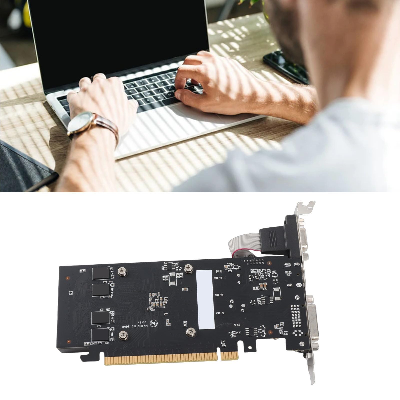 Bewinner Scheda Grafica, Scheda Grafica DDR3 a 64 Bit da 1 GB, Scheda Video 589 MHz 1000 MHz 2560x1600, HDMI DVI VGA PCI Express 2.0, Scheda Grafica per Computer per L'editing