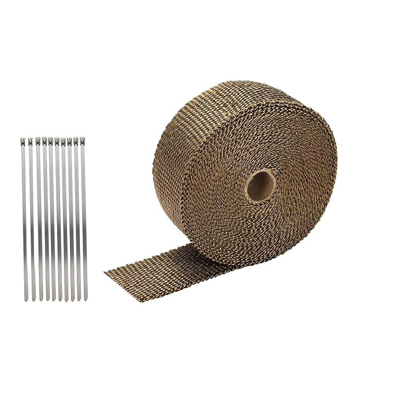 Fita térmica para escapamento Qumbeleize em fibra de vidro dourada – 10 m + 10 abraçadeiras
