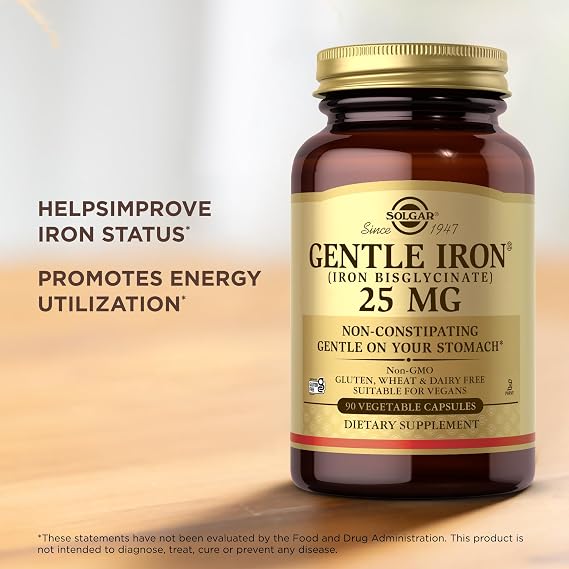 Solgar Gentle Iron 25mg, 90 Vegetable Capsules - Gentle on Stomach