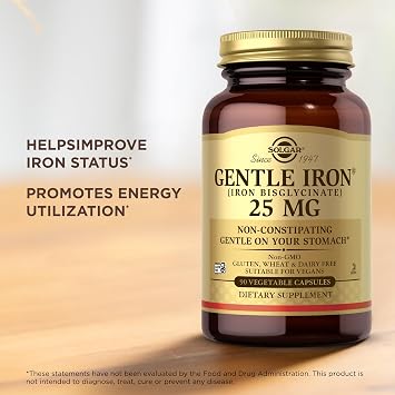 Solgar Gentle Iron 25mg, 90 Vegetable Capsules - Gentle on Stomach
