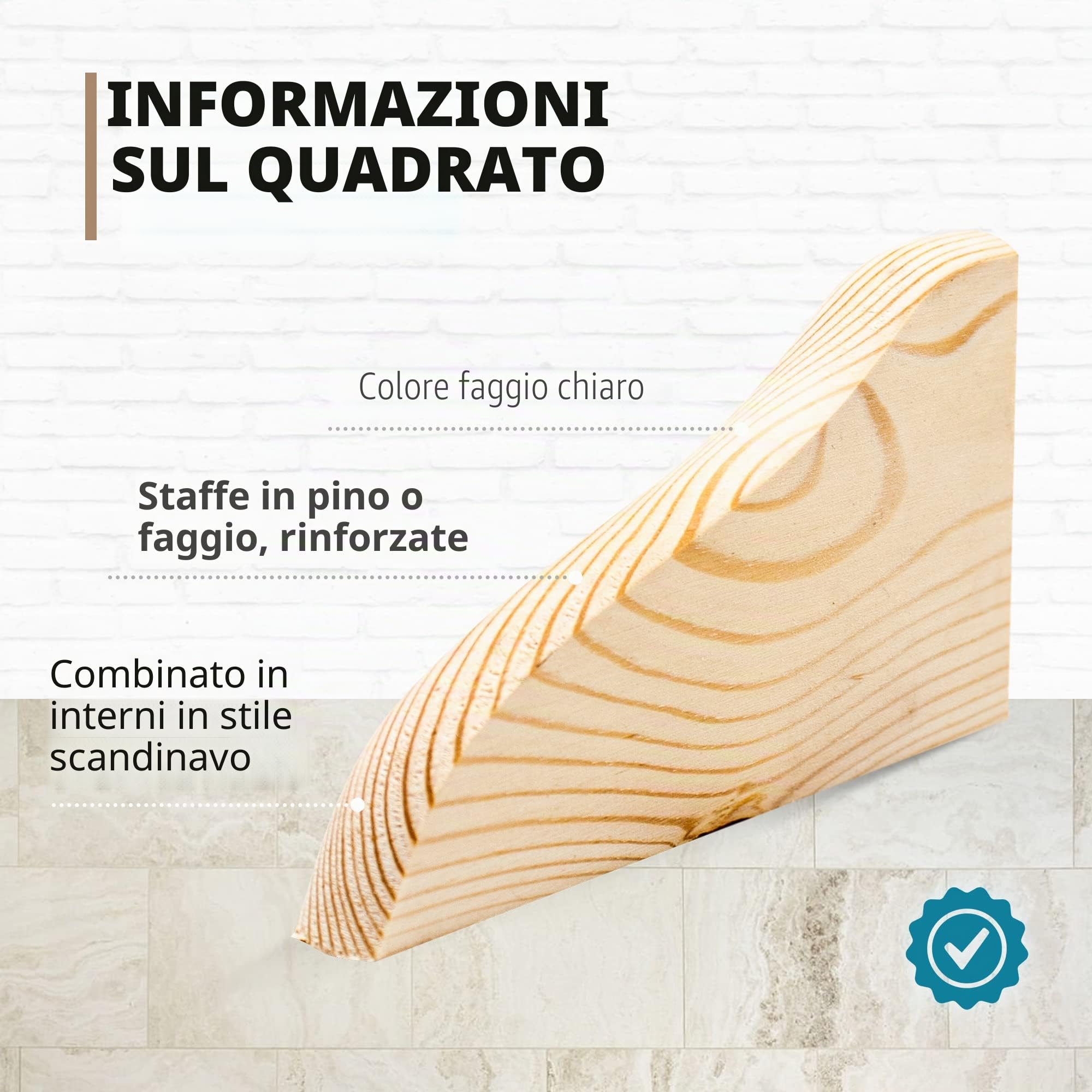 DOJA Barcelona | Staffa Mensola Legno | Piana | 2 pz | Reggimensola Legno a Muro per Scaffale 165x95 | Staffa Angolare per Scaffalatura | Staffa Triangolare Reggimensole per Scaffali Salone, Cucina…