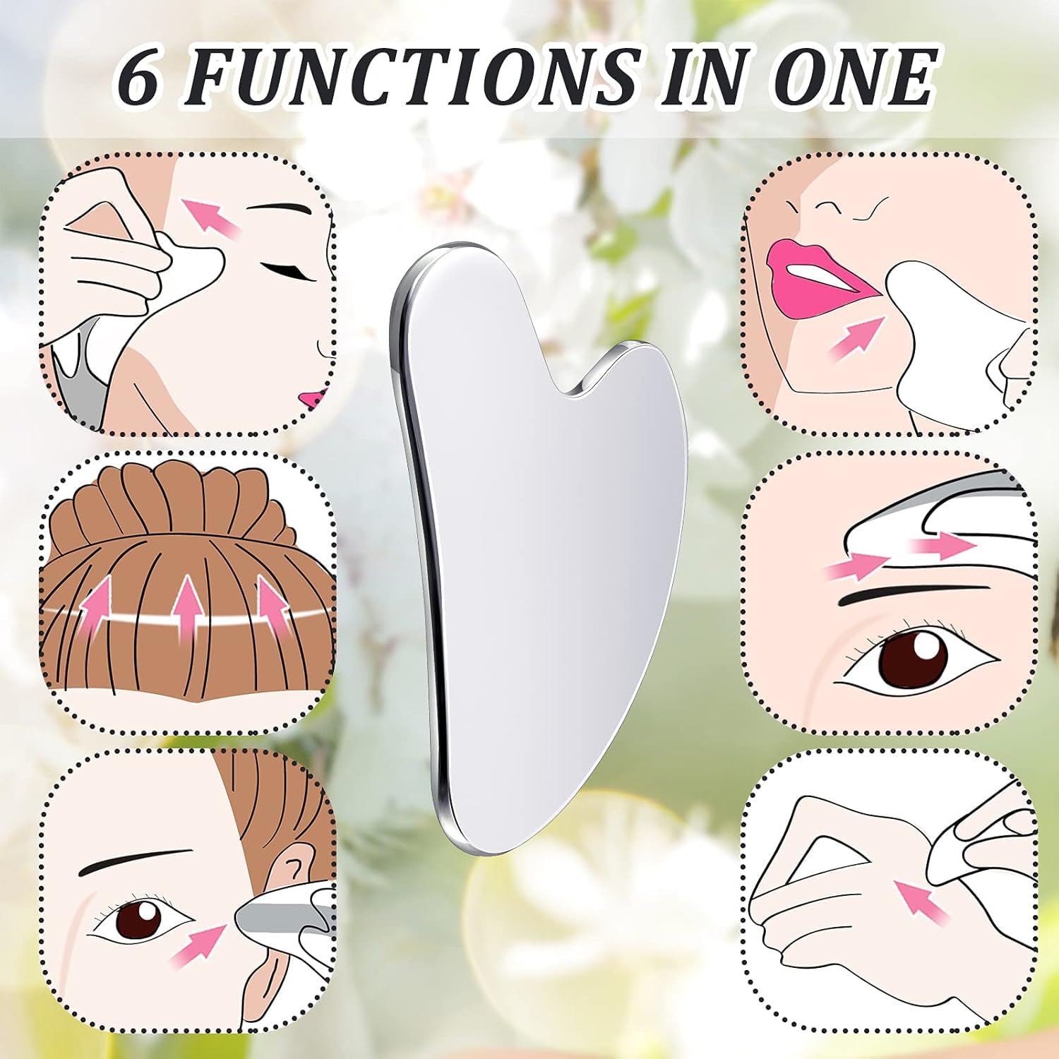 Gua Sha Acciaio Inossidabile GuaSha Viso, Durevole metallo Massaggio Viso Corpo, Antirughe Riduce il Gonfiore Strumento Raschietto per Massaggio