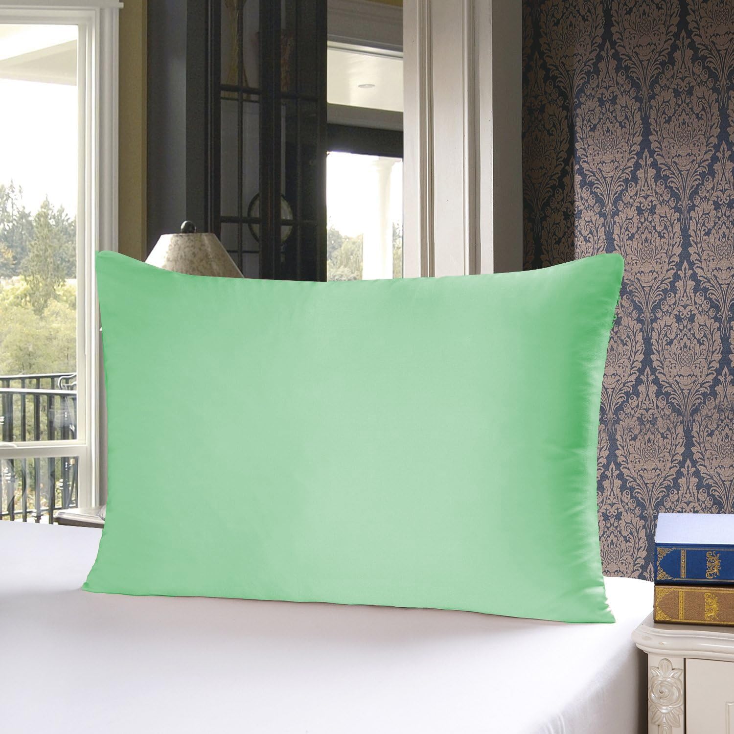 townssilk Seidenkissenbezug 40x80cm – 100% Maulbeerseide, 19mm, beidseitig Seide, Oeko-TEX Zertifiziert, Güteklasse 6A, mit Reißverschluss, 1 Stück,Green