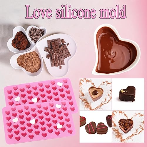 Miniatura 7 de 2 moldes de silicona con forma de corazón, moldes de gomitas, silicona antiadherente de grado alimenticio, para hornear caramelos de chocolate y