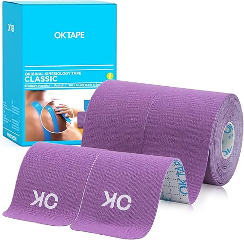 Miniatura 14 de OK TAPE - Cinta de kinesiología (20 tiras precortadas), sin látex, impermeable, cinta deportiva para aliviar el dolor, da soporte y estabilidad a