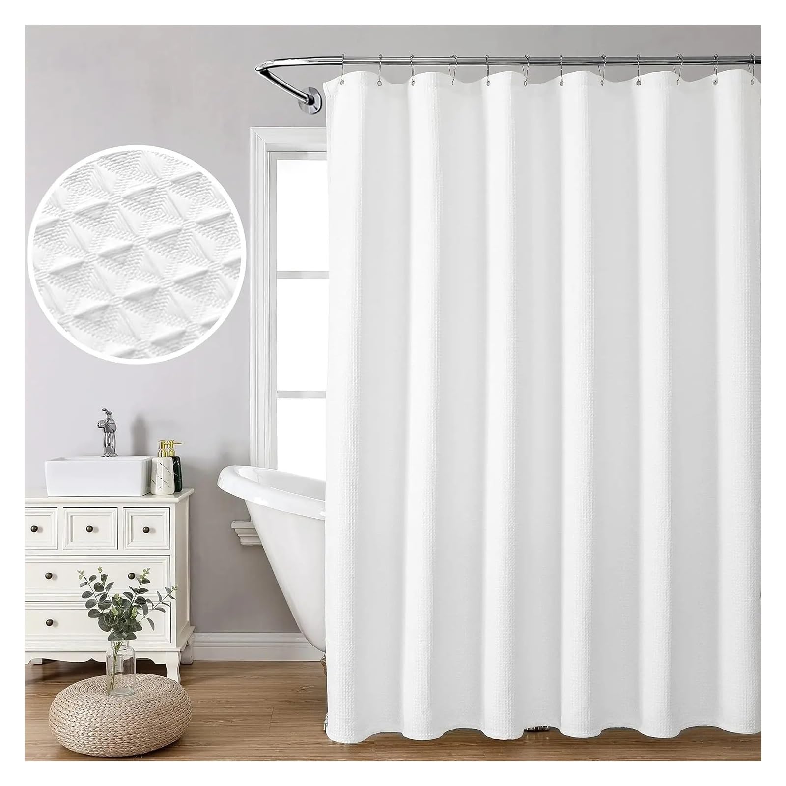 duschvorhang Robuster, wasserdichter Duschvorhang mit Kunststoffösen, Moderne Badezimmerdekoration for Elegante, gemütliche Räume(Black,180x200cm)