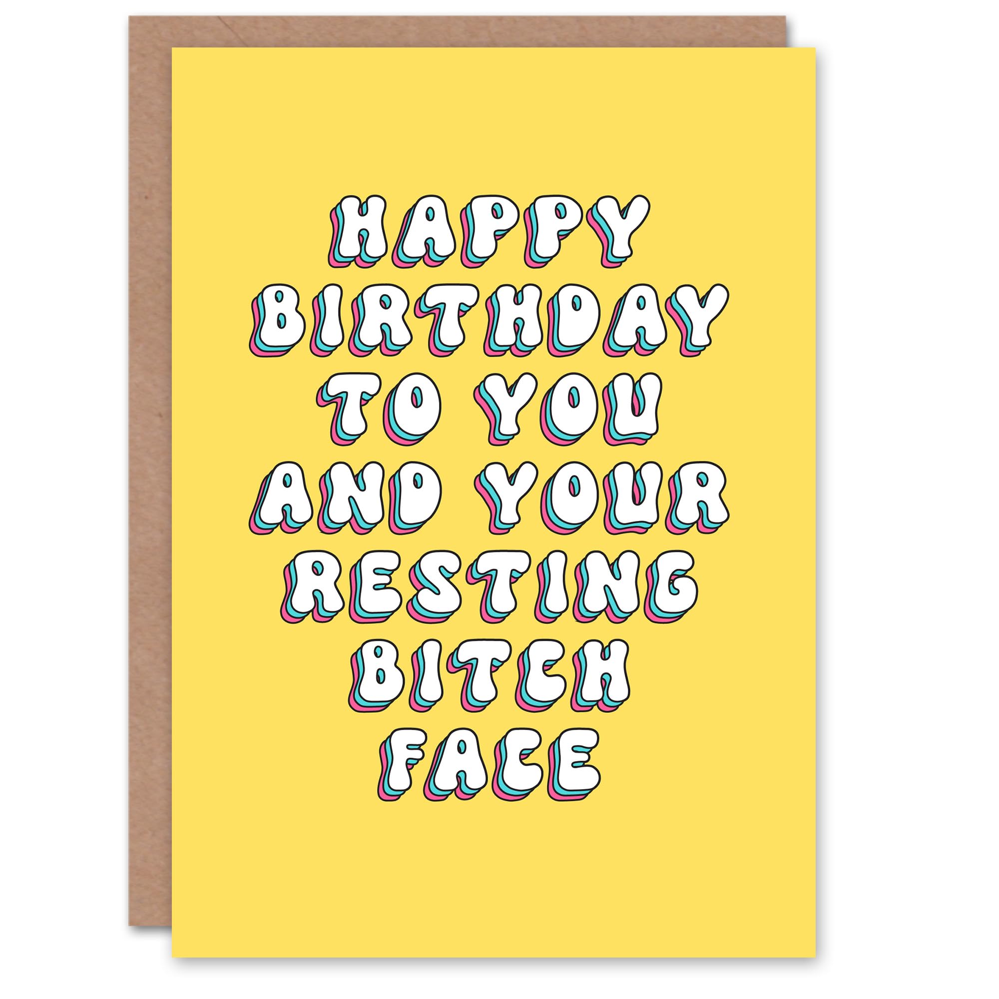 Artery8 Birthday Card RBF Resting B*tch Face Fun Funny Rude Adult Humour Joke For Her Wife Woman Partner Girlfriend Greeting Card