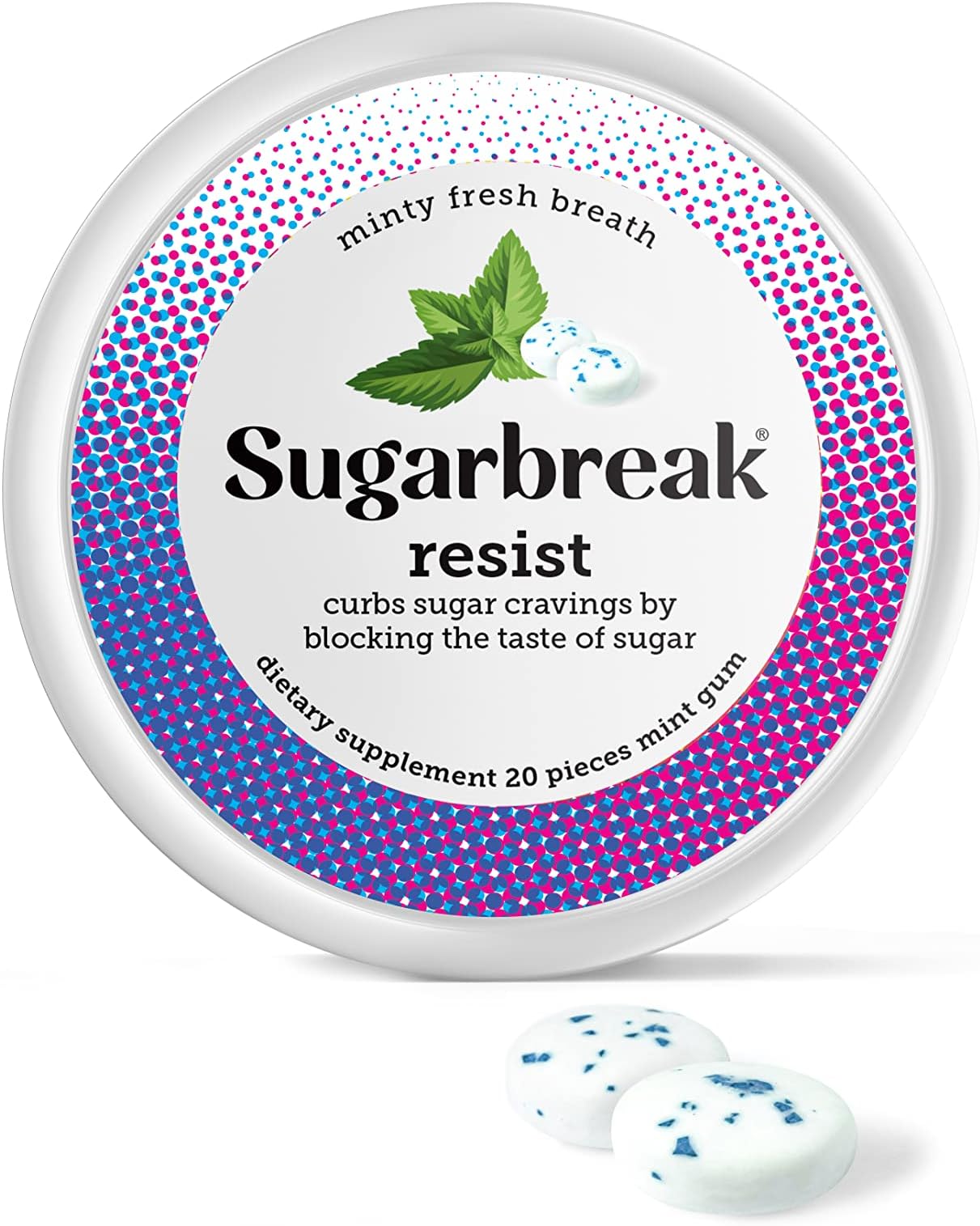 Sugarbreak Resist Gum | Functional Mint Gum That Blocks Sweet Taste | Curb Sugar Cravings Instantly | Made with Natural Gymnema Herb (20 Pieces)