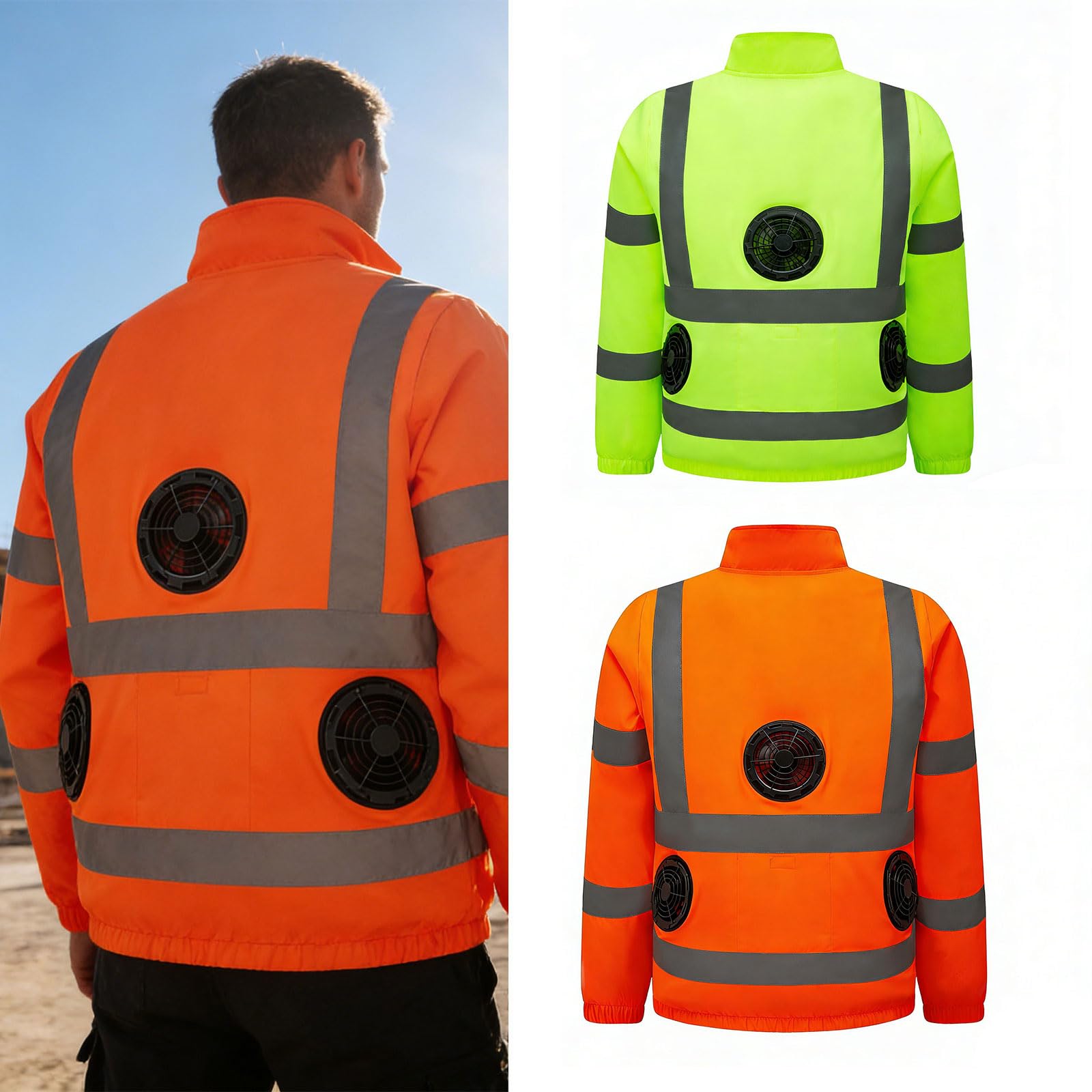 Abrigo de refrigeración USB multivelocidad con rayas reflectantes, transpirable, ventilador ajustable, bata de trabajo, capa de noche, ropa de trabajo de seguridad, aire acondicionado