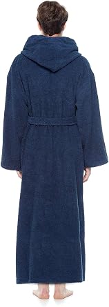 Men's Long Turkish Cotton Hooded Bathrobe Dark Green - XXL