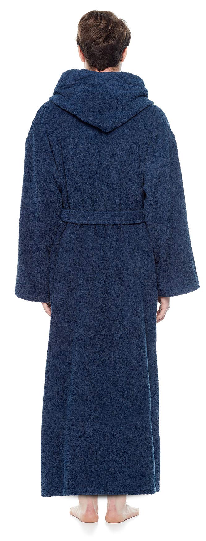 Arus Peignoir de bain pour hommes avec capuchon | longueur mollet ou cheville | tissu éponge 100% coton (380 g/m²) certifié OEKO-TEX