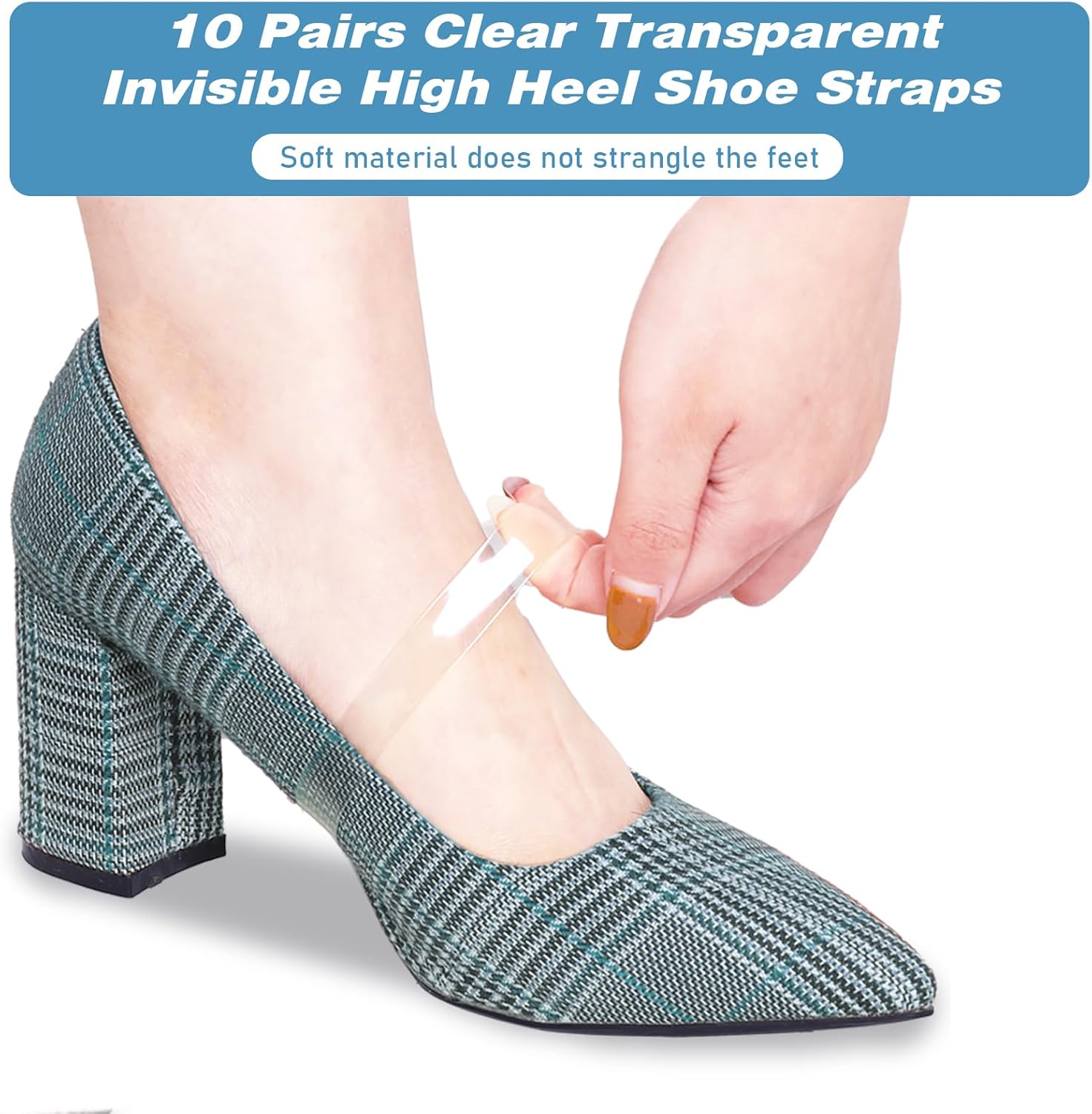 KALIONE 10 Pairs Invisible High Heel Shoe Straps, Elastic Clear Frosted Shoe Straps for Heels, Anti Loose Shoelace for Women, Transparent TPU Shoe Straps Replacement Kit for Holding Loose Shoes,2 Size 6 71vhPX3RmQL. AC SL1500