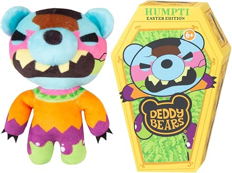 Deddy Bears - Humpti Easter Soft Toy Plush Collectable In Coffin Box Halloween, Birthdays, Spooky Cuddlies Gifts, Creepy Children's and Adults - 14cm X 9cm