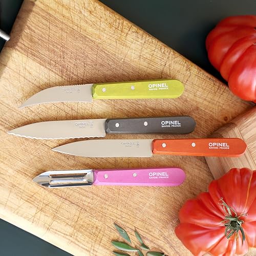 Miniatura 13 de Opinel Les Essentials - Juego de cuchillos de cocina pequeños de 4 piezas, cuchillo de pelar, cuchillo dentado, pelador, cuchillo para verduras, 50S