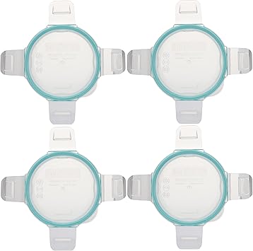 Snapware 7202R Clear Total Solutions BPA-Free Plastic Food Storage Lid with Teal Blue Gasket (4-Pack) - Made in the USA