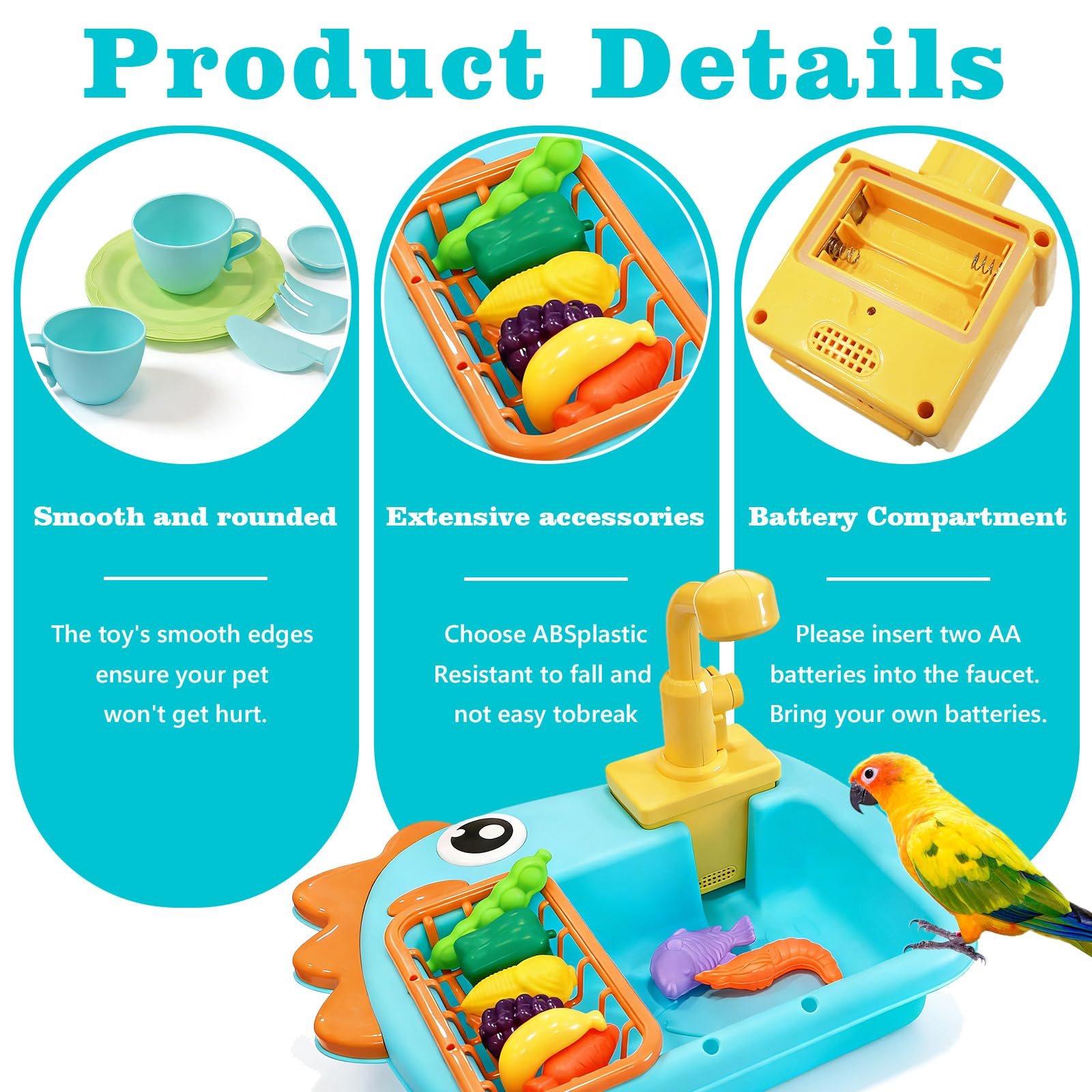 Bird Bathtub Parrot Shower Box, Bird Automatic Bathtub with Faucet Bird Bathing Tub Container Cage Accessory for Parakeet, Ferret, Budgie, Cockatiel - image 6