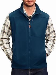 Mens Waterproof Softshell Vest Full Zip Sleeveless Jacket Lightweight Fleece Outerwear for Cycling Hiking Outdoor
