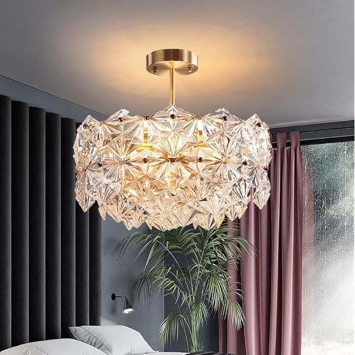 Buy C&L Lighting Modern Round Crystal Chandelier 24'' Clear Lampshade