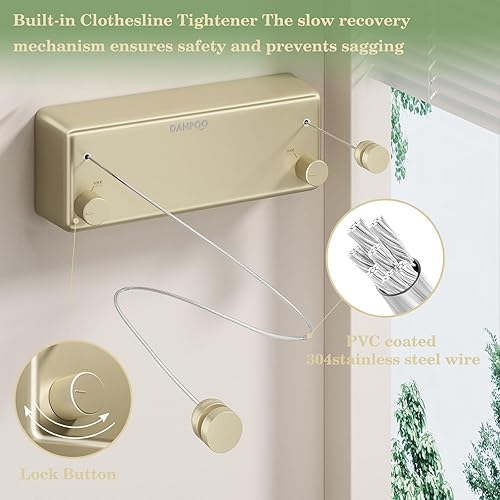 Miniatura 4 de Danpro Tendedero retráctil, línea de secado de 2x13.8 pies de diseño para dormitorioarmario de lujo, se integra perfectamente con interiores