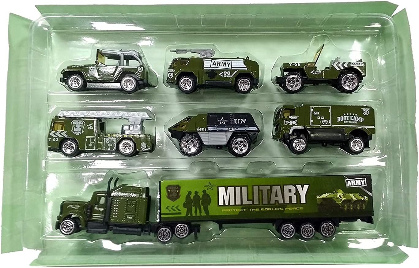 Destonl Mini Die Cast Metal Army Military Friction Vehicle Toys Play Set for Kids/Gift FOT Birthday,Unbreakable Toys for Childrens/Alloy Body car