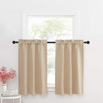 50% off: NICETOWN Short Cafe Curtain Panles Adjustable Double Rod Pocket Tiers 36 inches Length + 1.6" …