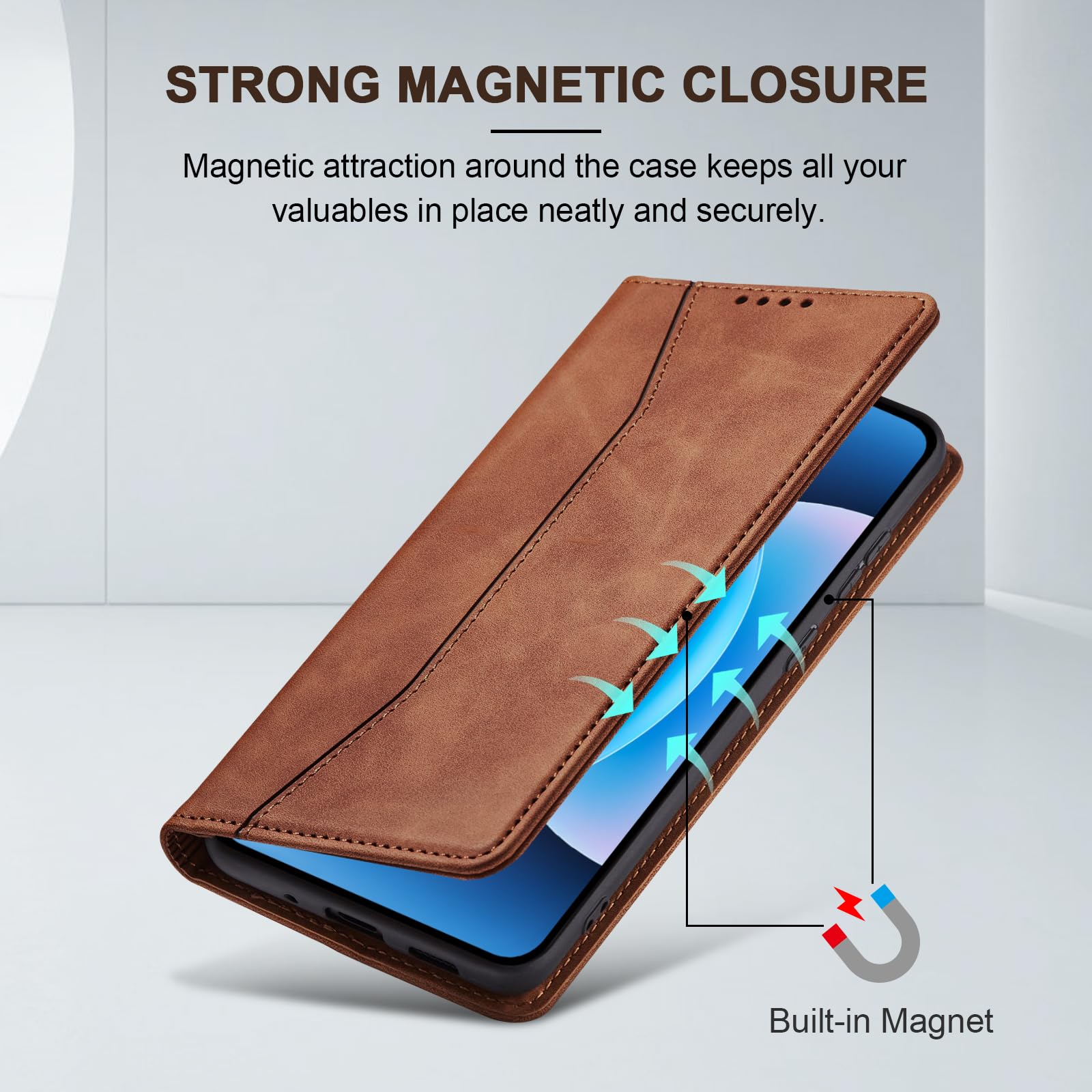 Jasonyu Funda para Xiaomi 17,Cuero PU Carcasa,Tipo Libro Flip Case con Tarjetas y Cartera,Soporte Plegable,Cierre magnético,Capa (Marrón) — view 3