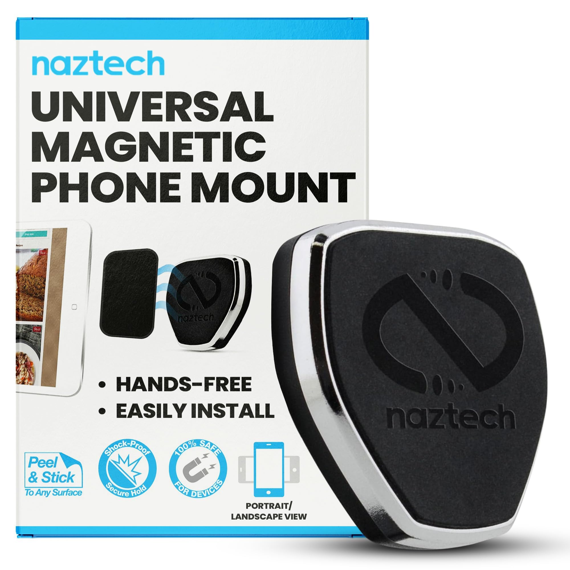 Naztech Magnetic Phone Holder - Car Magnetic Phone Mount for Gym, Content Creator Cellphone Holder Magnet, Mobile Wall Mount - Easily Install on Any Surface, Universal for iPhone & Android