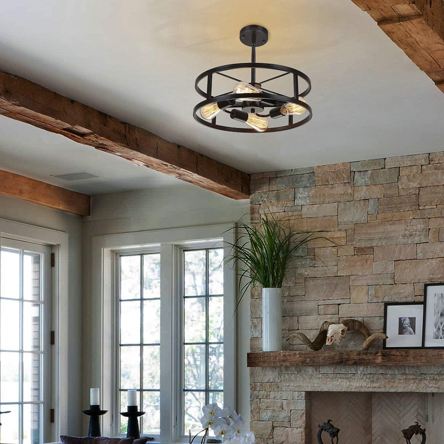 Bеѕt Rеvіеw Heircido 4-Lights Kitchen Island Light, Adjustable Height Round Farmhouse Light Fixture, 16.53'' Wide All Metal Pendant Lighting for Dining Room, Bedroom, Hallway, Entryway
