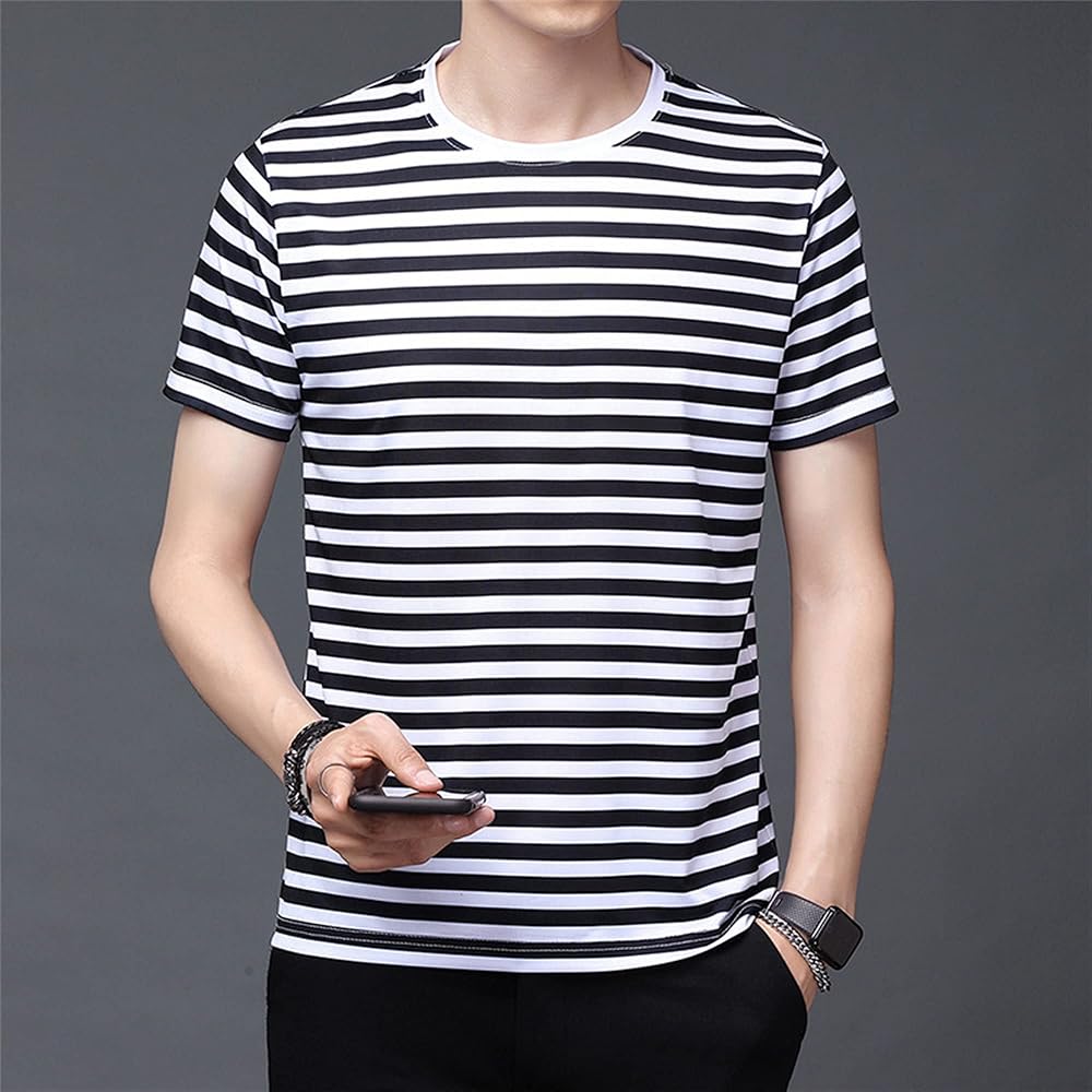 Amazon.com: Generic Men's Striped T-Shirt Sport Cotton Shirts