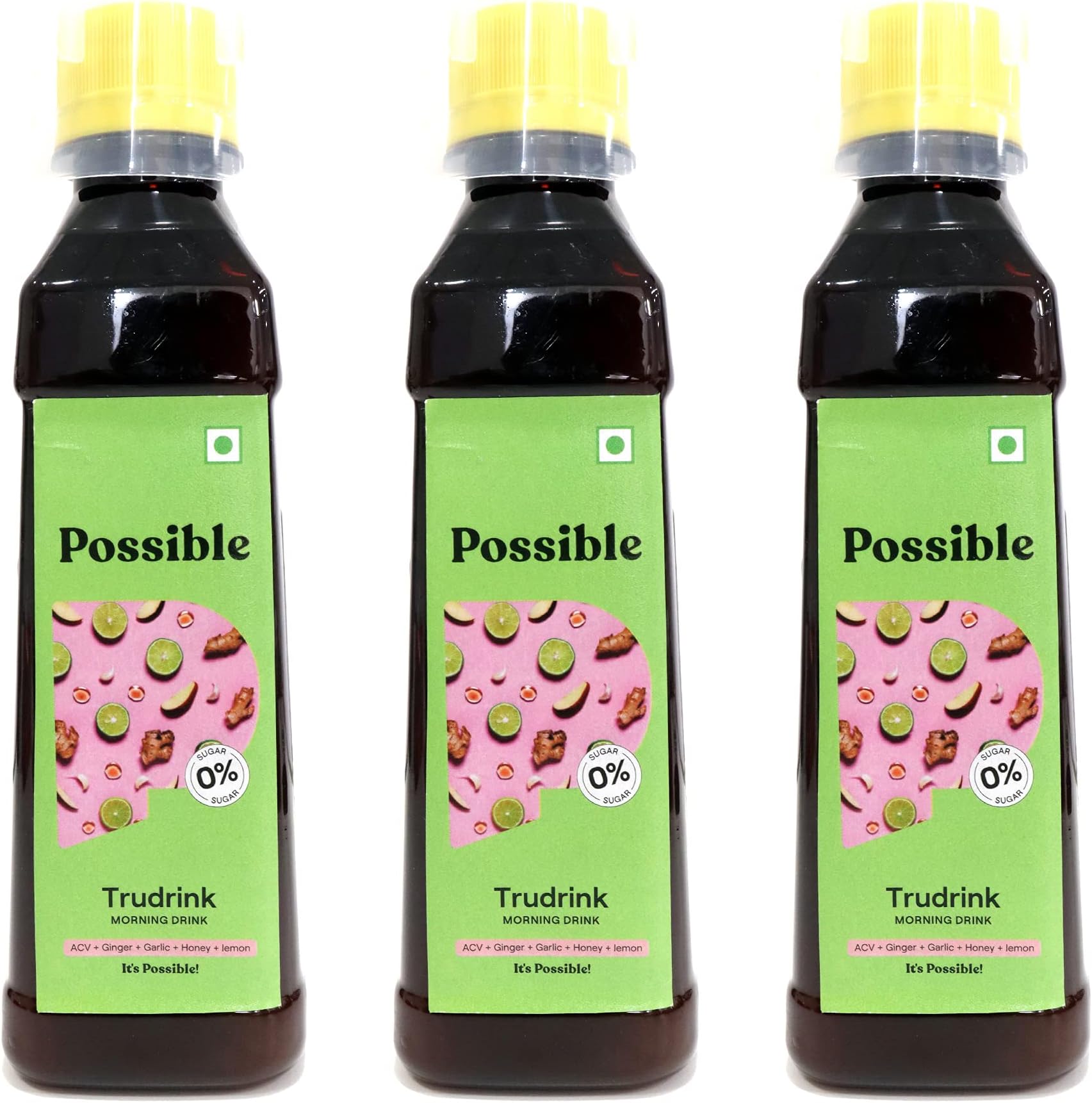 Possible TruDrink: Morning Weight Loss, Detox Drink - Unani Recipe of Apple Cider Vinegar, Honey, Ginger, Garlic and Lemon | Good for Heart, boosts metabolism by fighting interal inflammation - 300 ml x 3 (Pack of 3)
