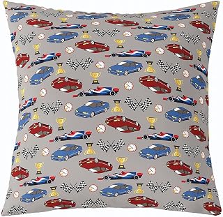 Feelyou Race Car Throw Pillow Covers 1 Pcs Speed Sports Car Square Cushion Covers Extreme Sports Pillow Case Automobile Cushion Case for Couch Sofa Grey Red Yellow Bedroom Decor 24 x 24-Inch